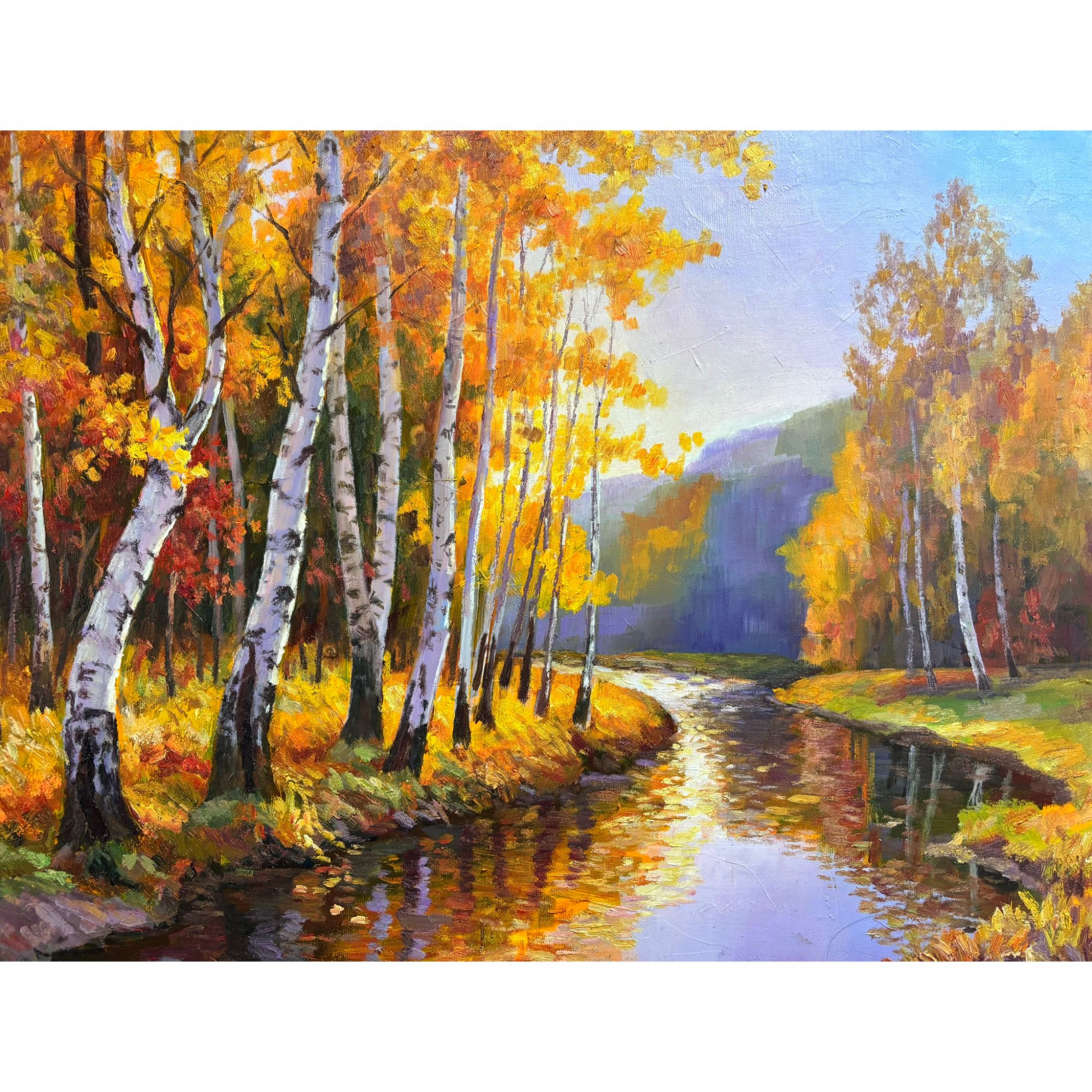 1016张择勇《暖秋》原创手绘油画秋景作品60*80cm适合客厅卧室餐厅