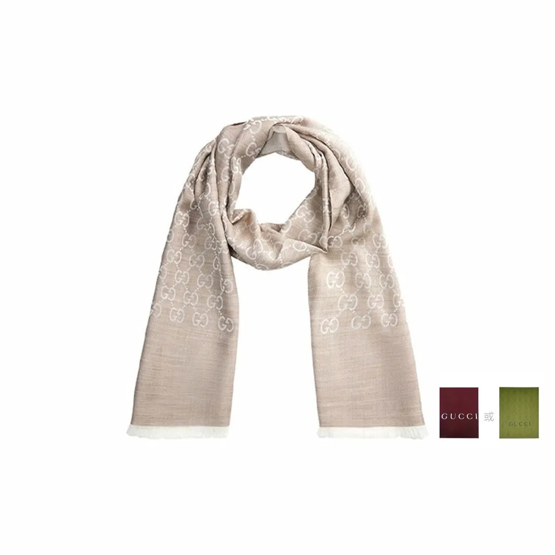 GUCCI古驰 双G双面织花 保暖 绒线围巾 男女同款 多色