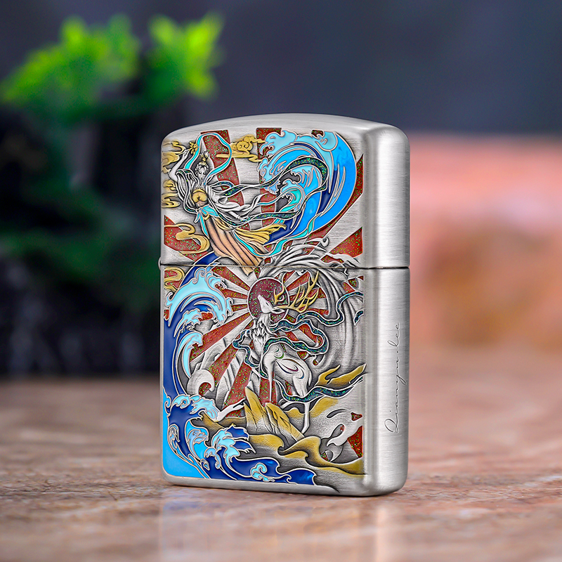 ZIPPO打火机千语九色鹿防风煤油送男生礼物国风原装填漆礼盒DYJ1