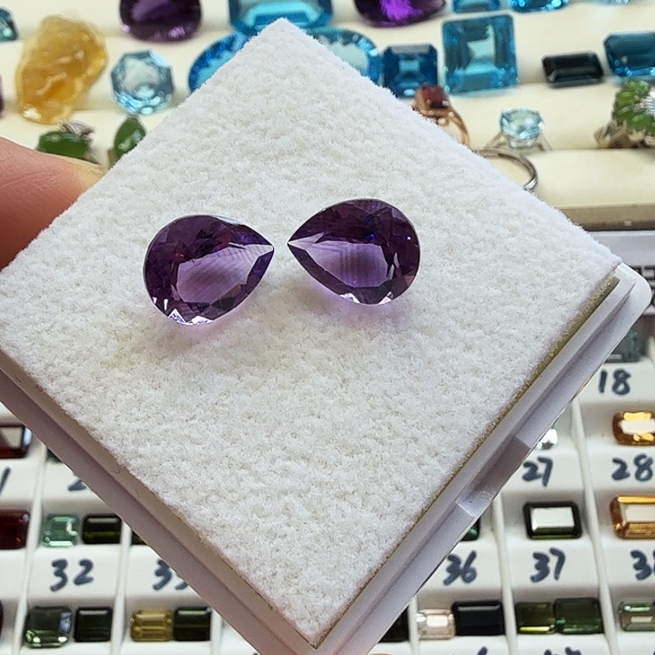 未镶嵌珠宝半成品紫晶抢购福利两颗一组耳钉款卡12毫米×9.8