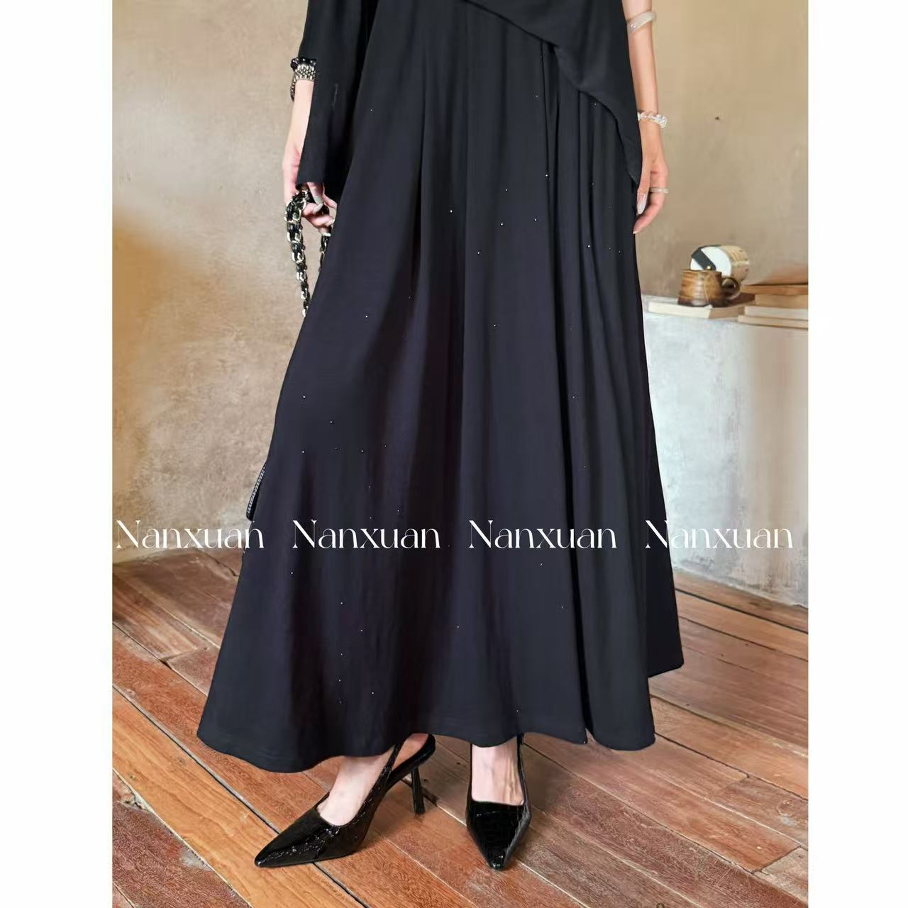 【南萱】【银河星海】秋季高腰中长款细闪时尚半身裙4QQYZ7370