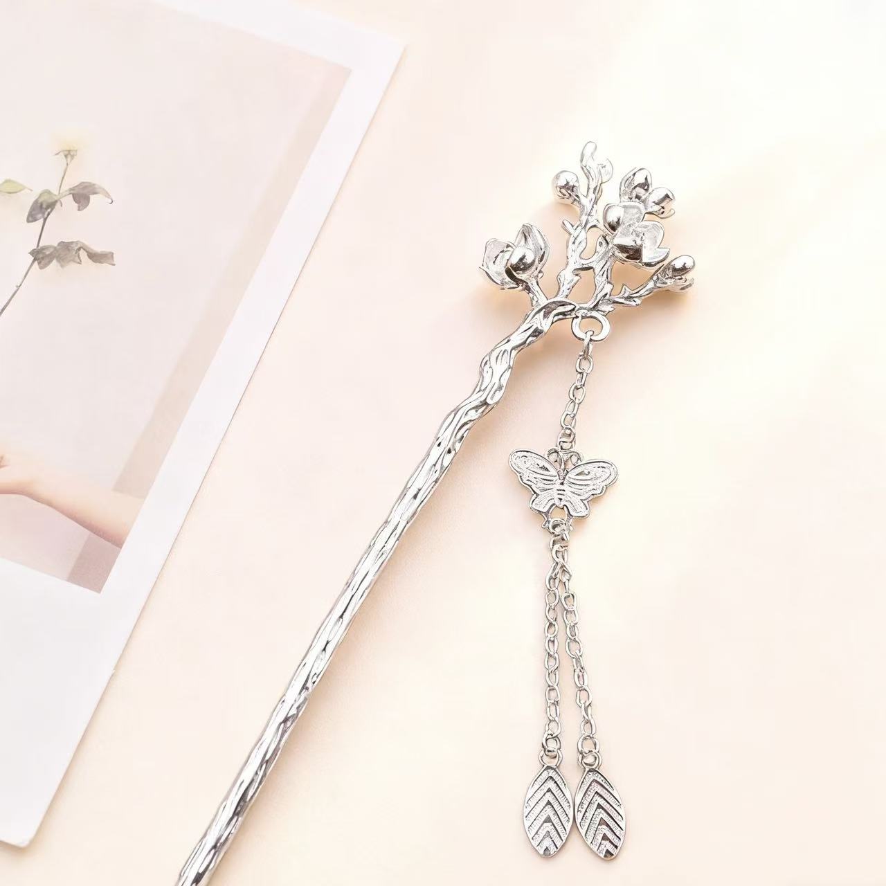 琼枝蝶栖精品发簪无礼盒—-4165