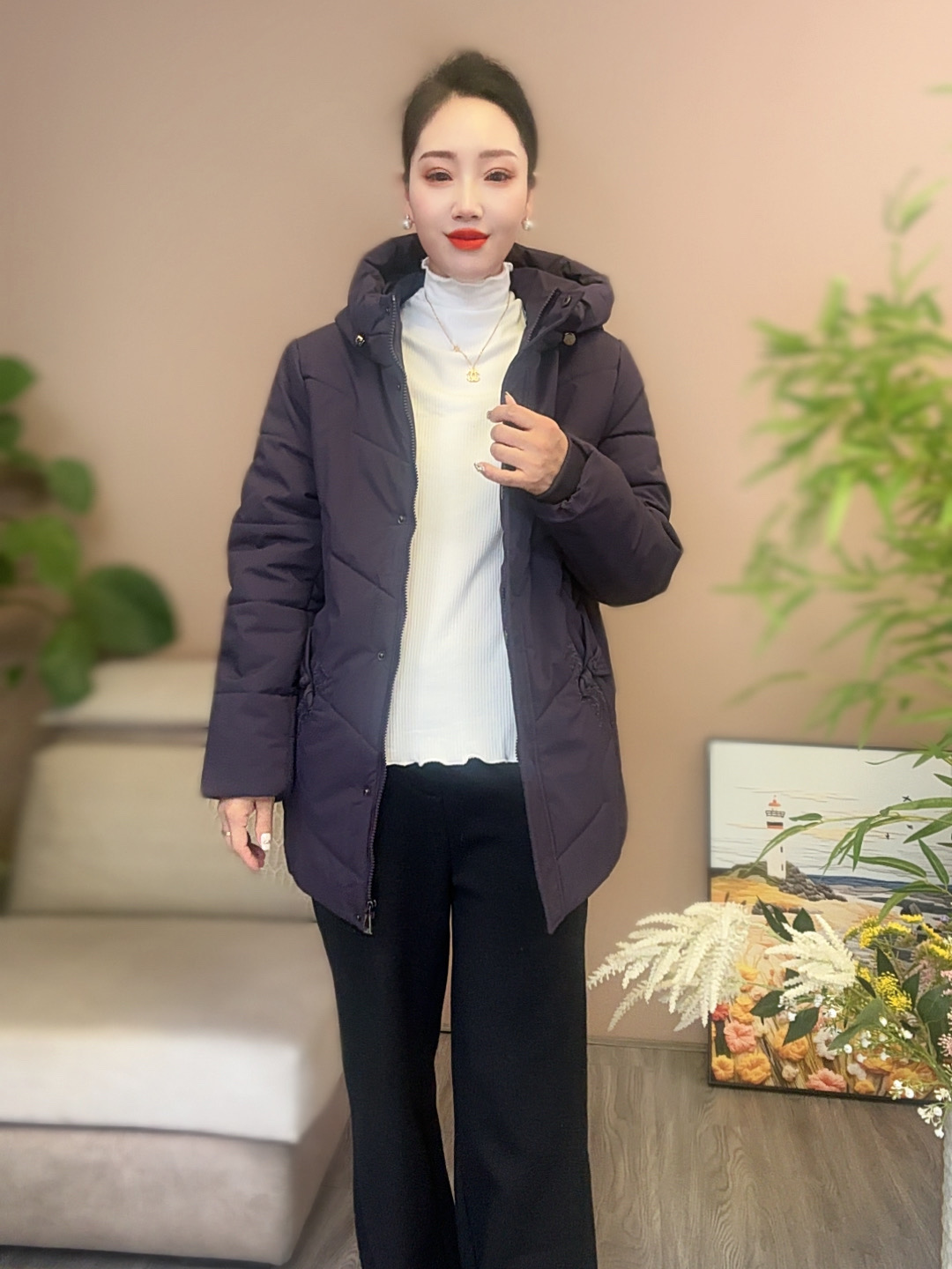 新款中老年妈妈装驼绒加厚冬季棉袄保暖外套