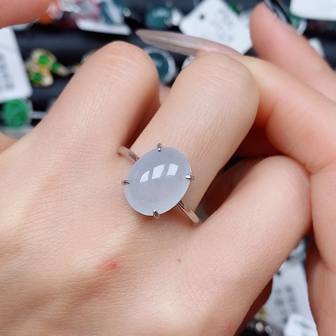 翡翠戒指银S925镶嵌戒指