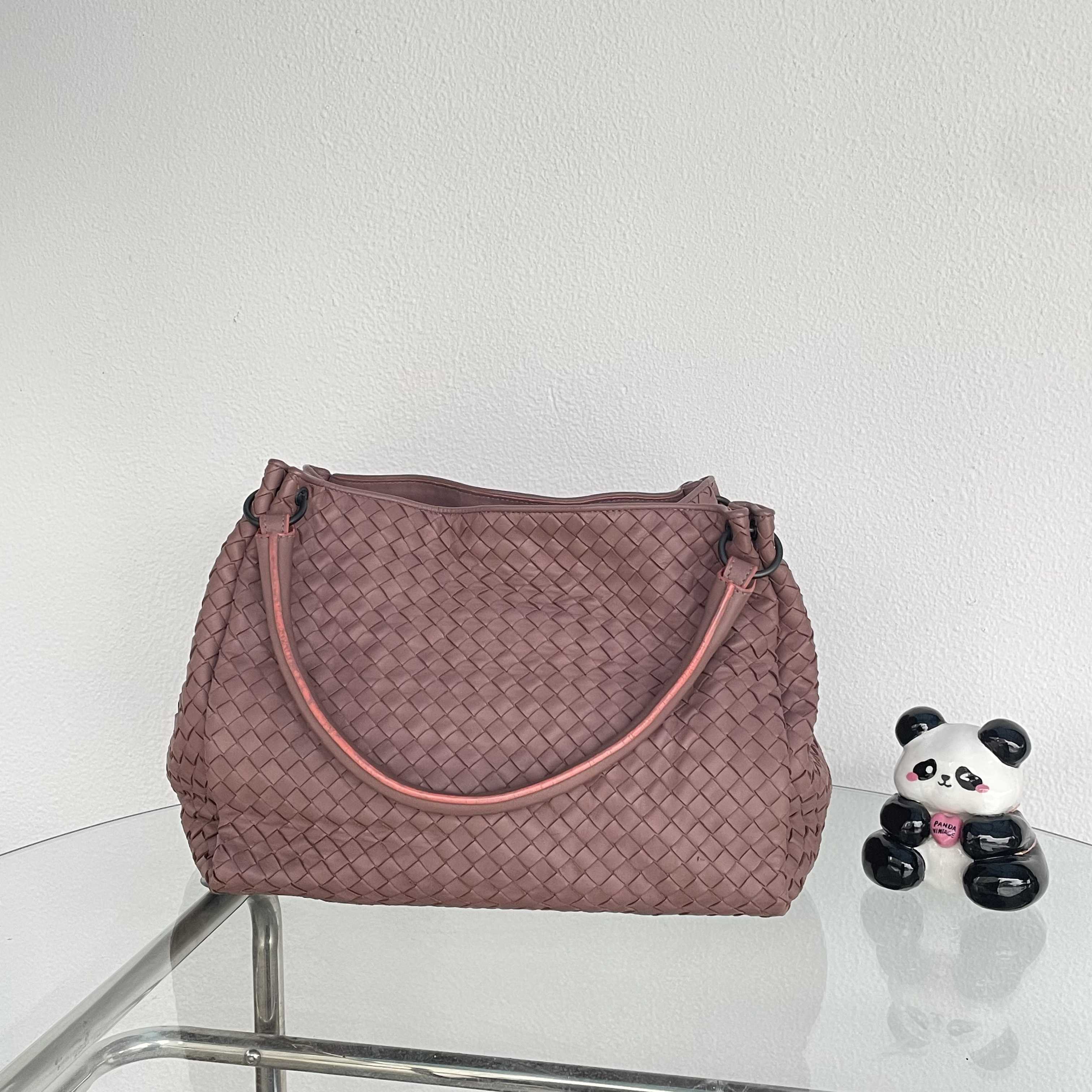 90新 BOTTEGA VENETA/葆蝶家 bv 雾粉色编织 托特