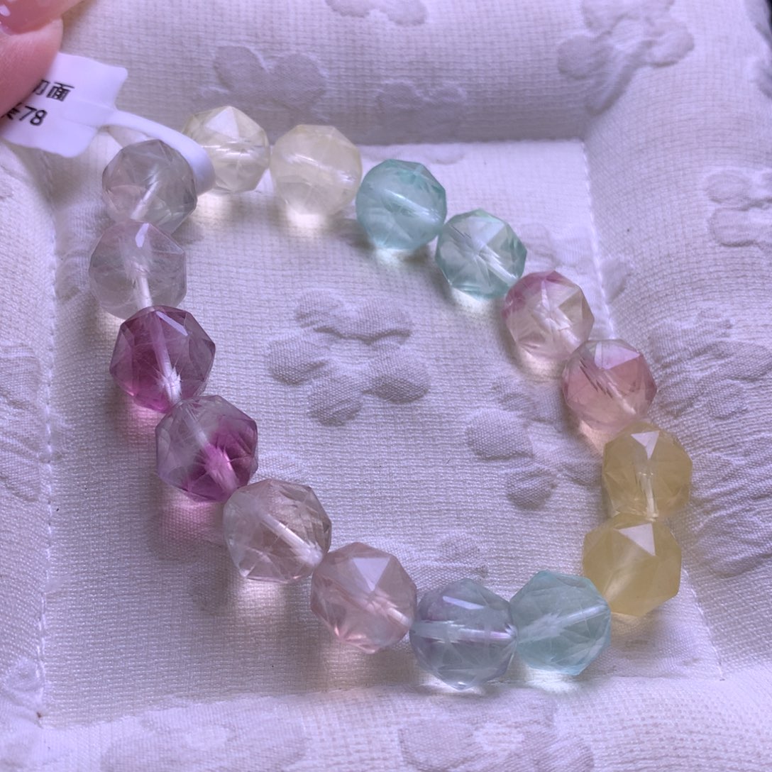 手链未镶嵌水晶萤石切面11+