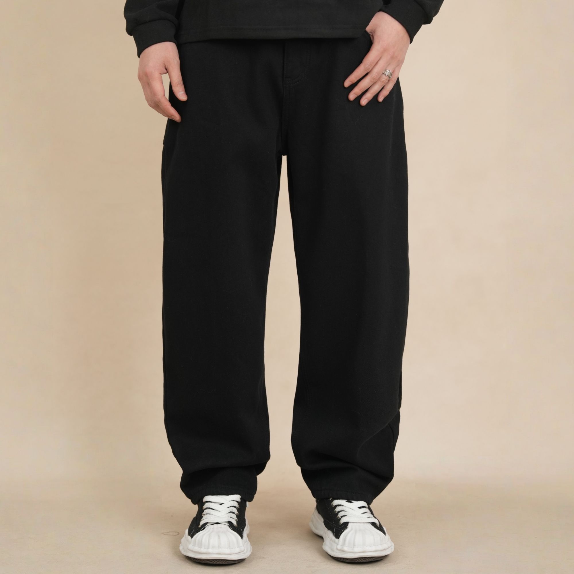 SELLMOON2026春季微锥男士纯色牛仔裤简约水洗时尚弯刀休闲牛仔裤