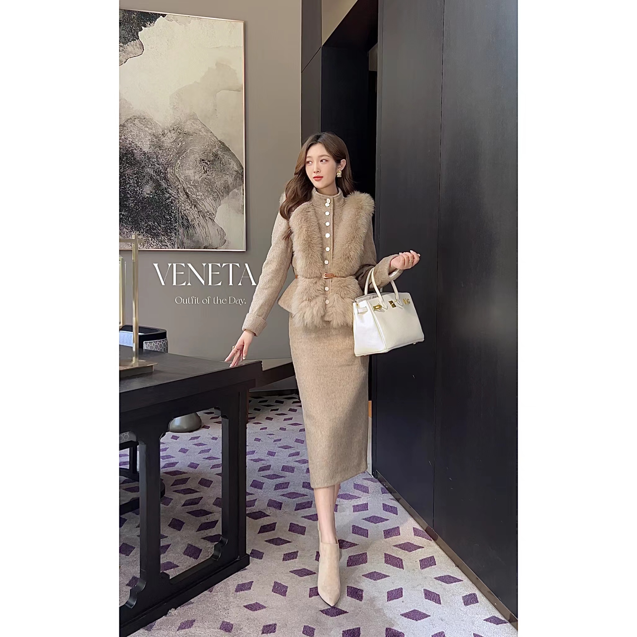 冬季新款重工修身显瘦小众设计师款时尚套装女80114
