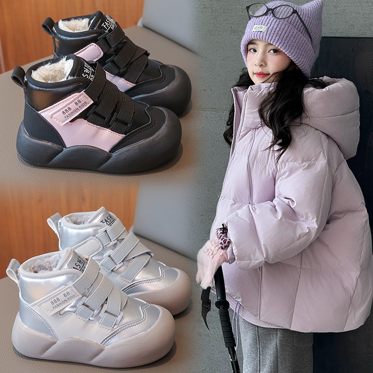 厚绒防水雪地靴男女童宝宝加绒防滑加厚小童保暖软底东北大棉鞋
