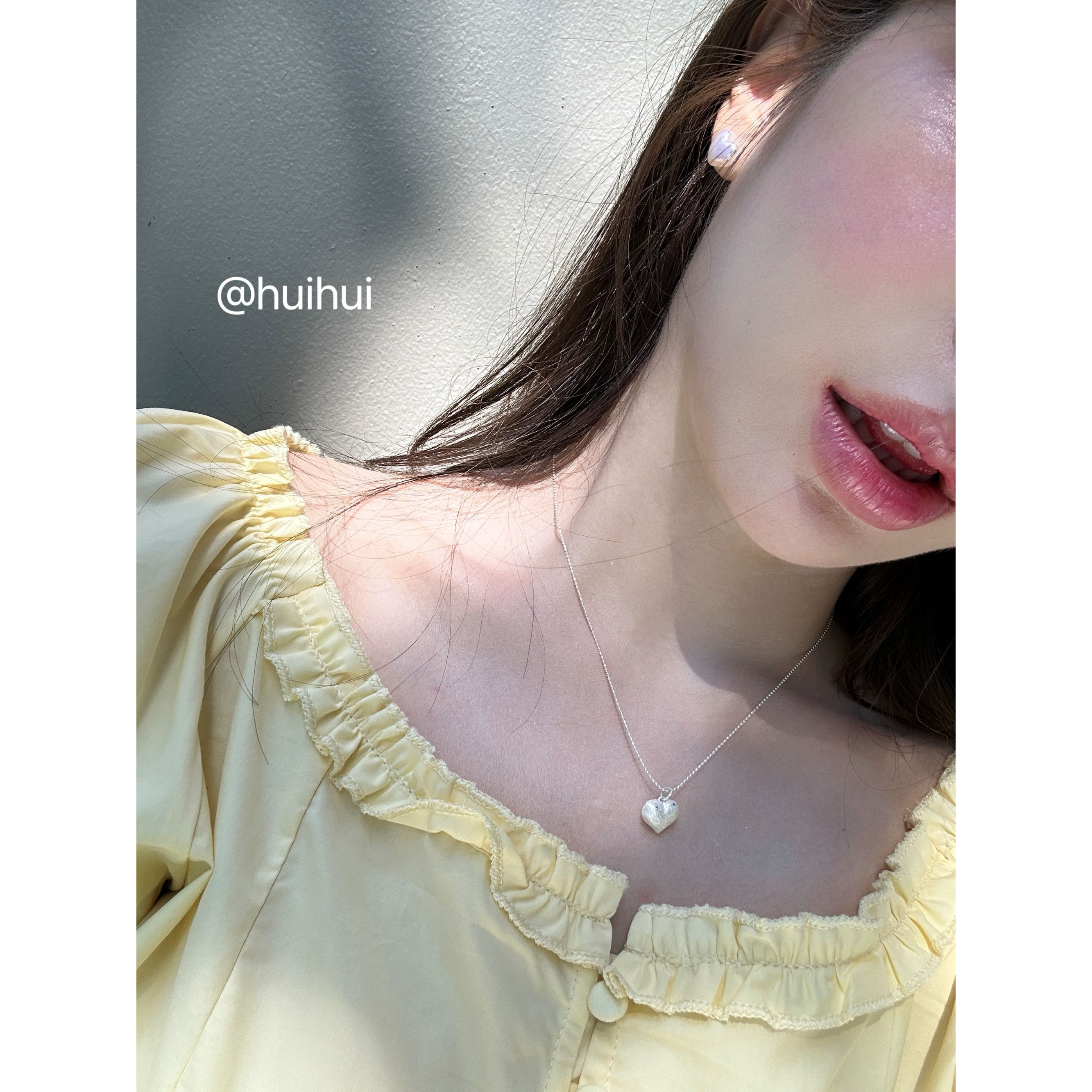 合金项链 【HuiHui】拉丝爱心项链女款新款锁骨链小众设计感（A1701）