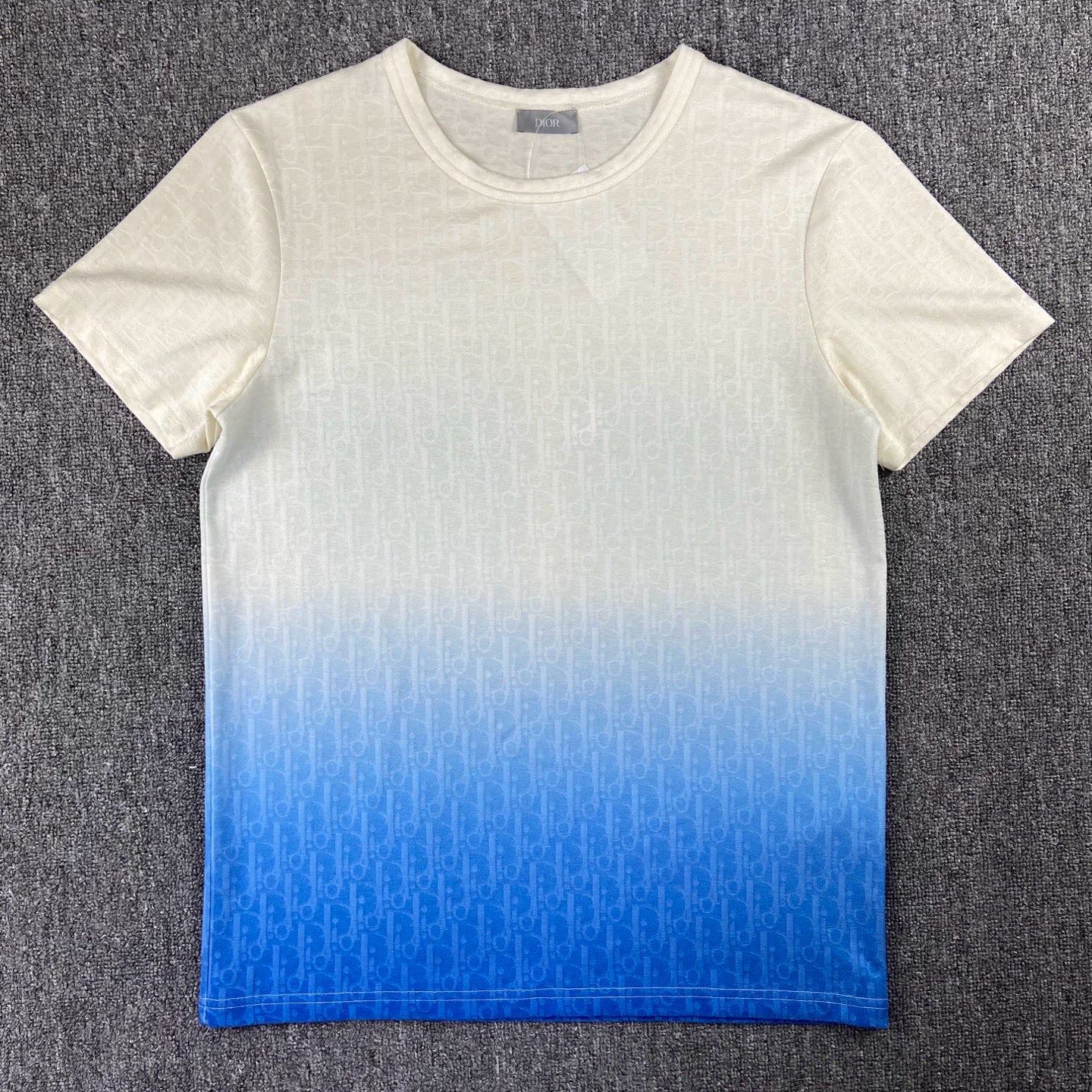 99新 DIOR/迪奥 250687/S码/渐变老花logo满印圆领短袖