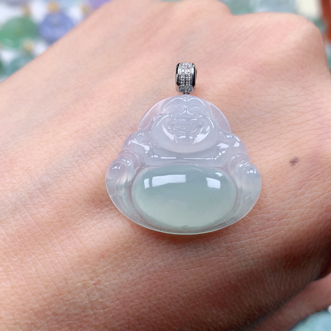 翡翠吊坠(不含链)18K金镶嵌