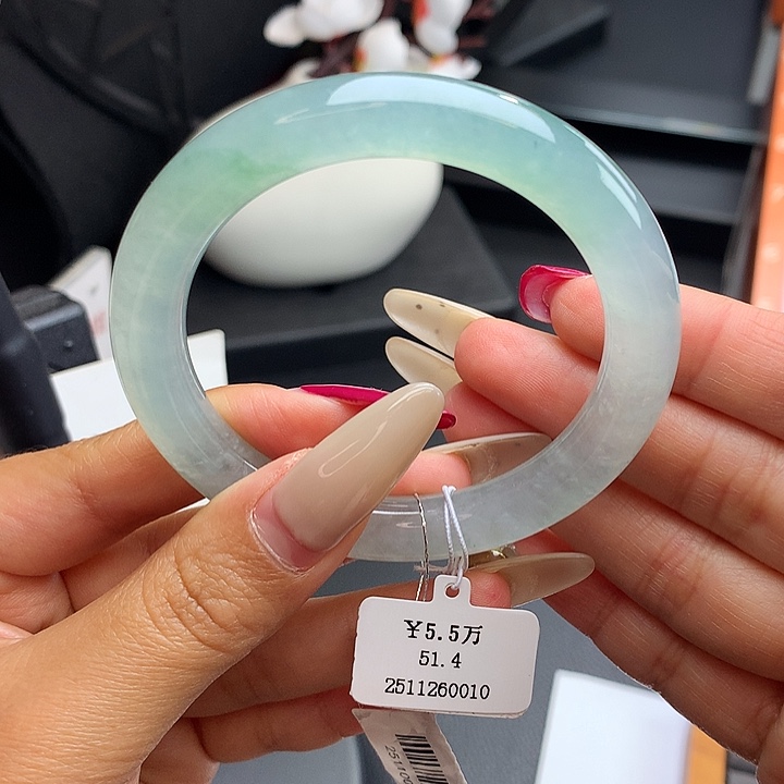 未镶嵌手镯翡翠51.4冰晴水圆条