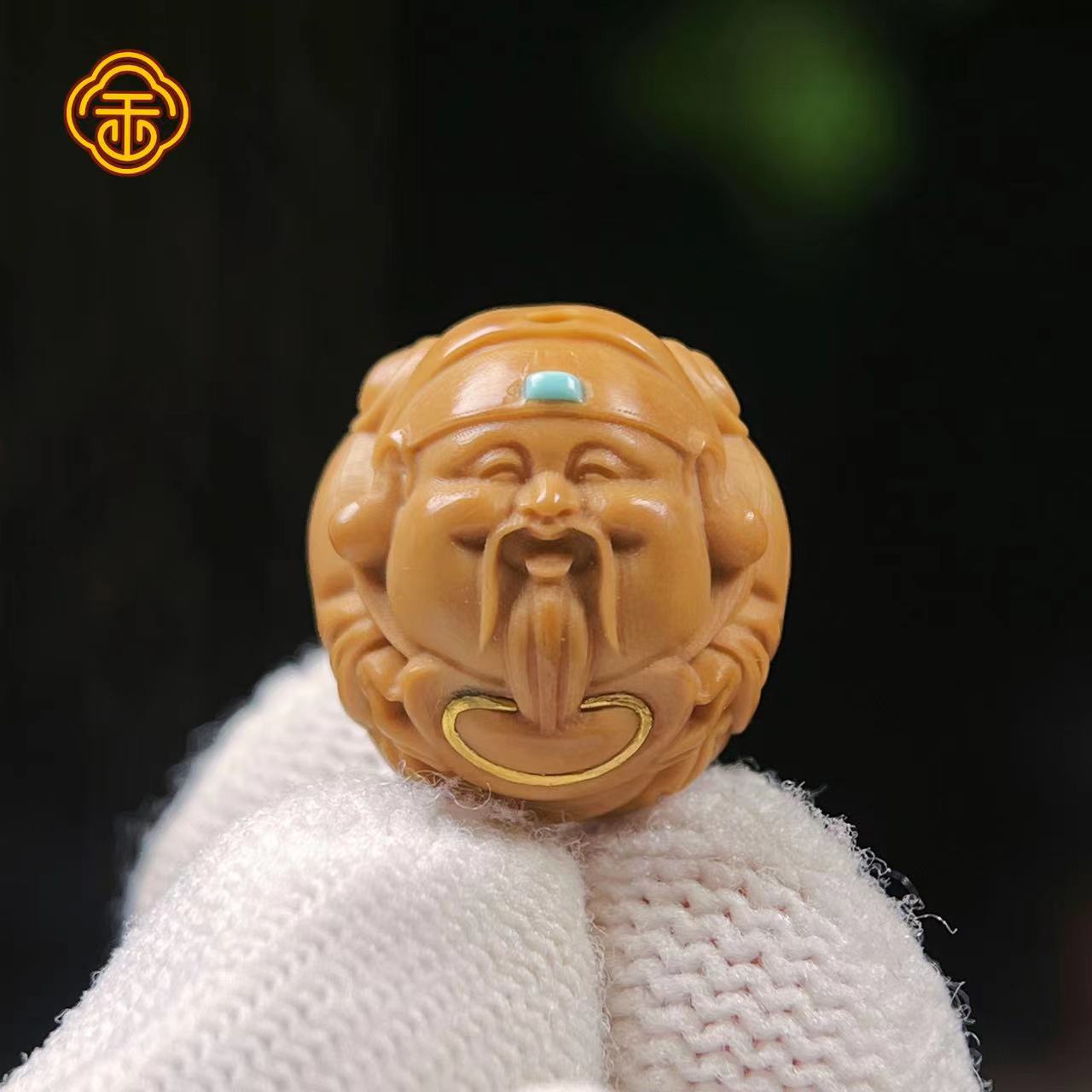 猴头核桃 1.6贵派财神镶嵌金款 文玩单粒