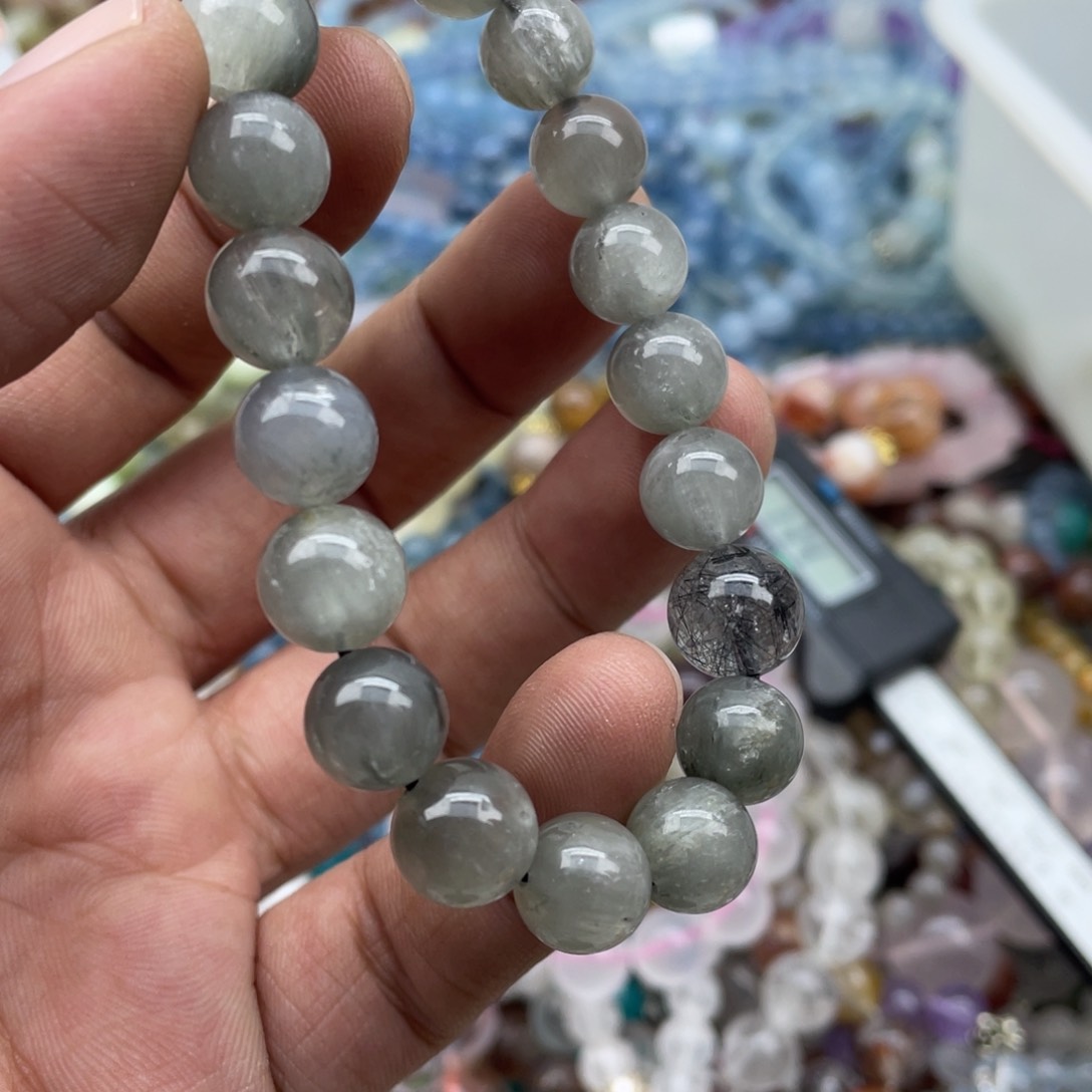 银S925镶嵌手链烟晶