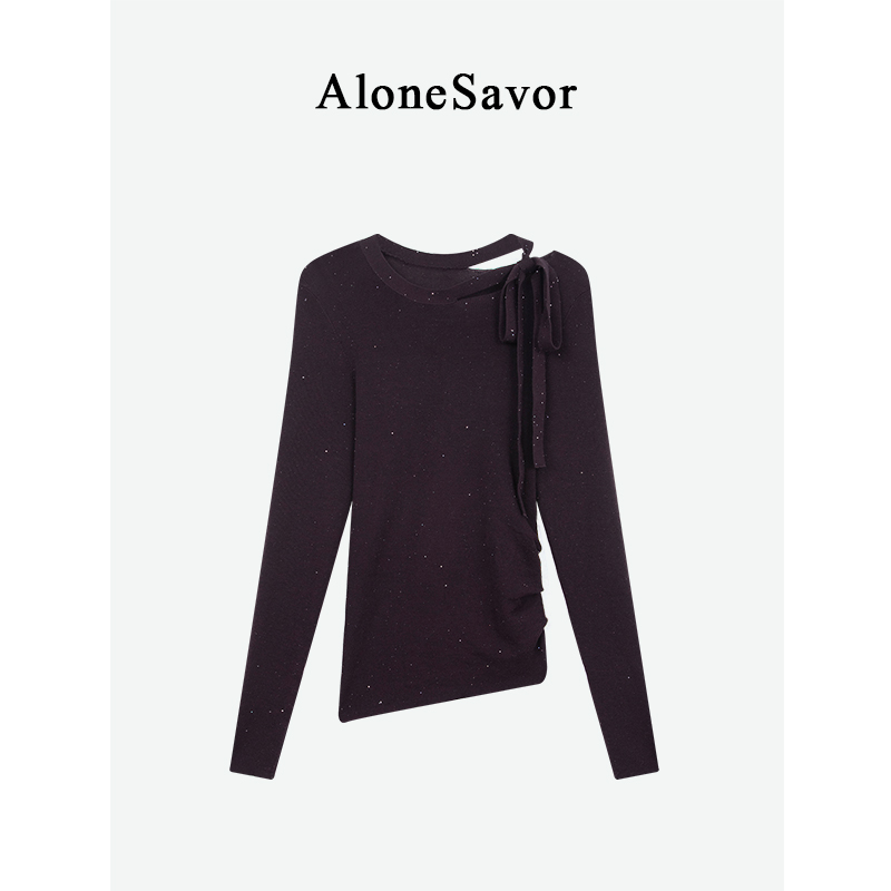 【ALONE SAVOR】龍喜儿  设计感绑带套头针织衫女秋冬V622