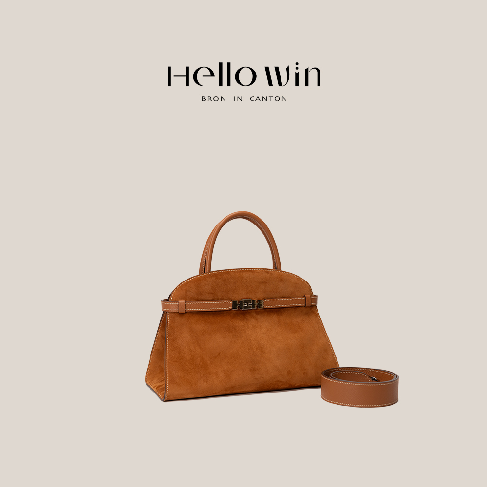 原创短柄医生包女真皮羊皮麂皮高级感手提包单肩斜跨包包