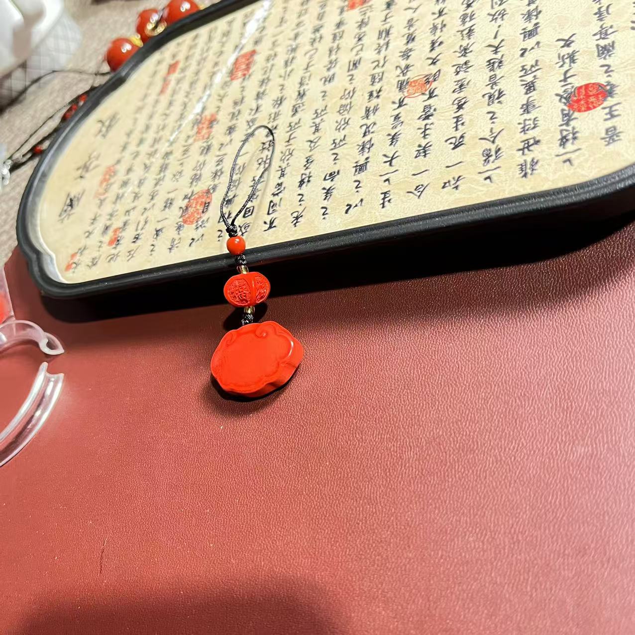 天然辰砂E031朱砂如意锁挂件021901006