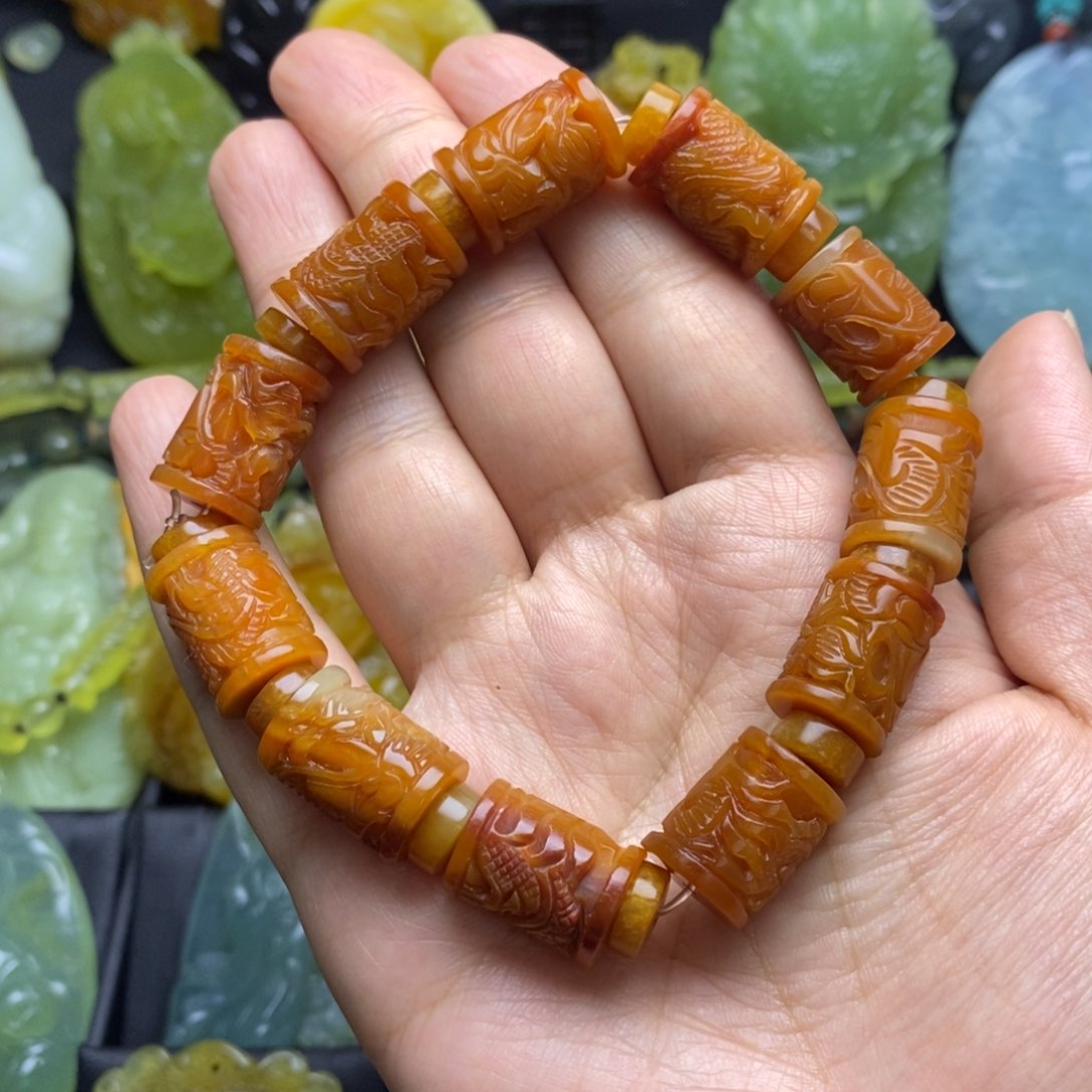 蛇纹石玉手链未镶嵌用****7