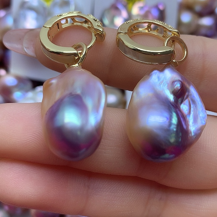 淡水珍珠耳饰银S925镶嵌