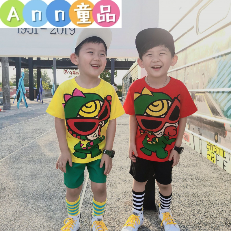 【X家】恐龙抗浪T恤 夏季新款男女童棉印花上衣潮范INS风t恤