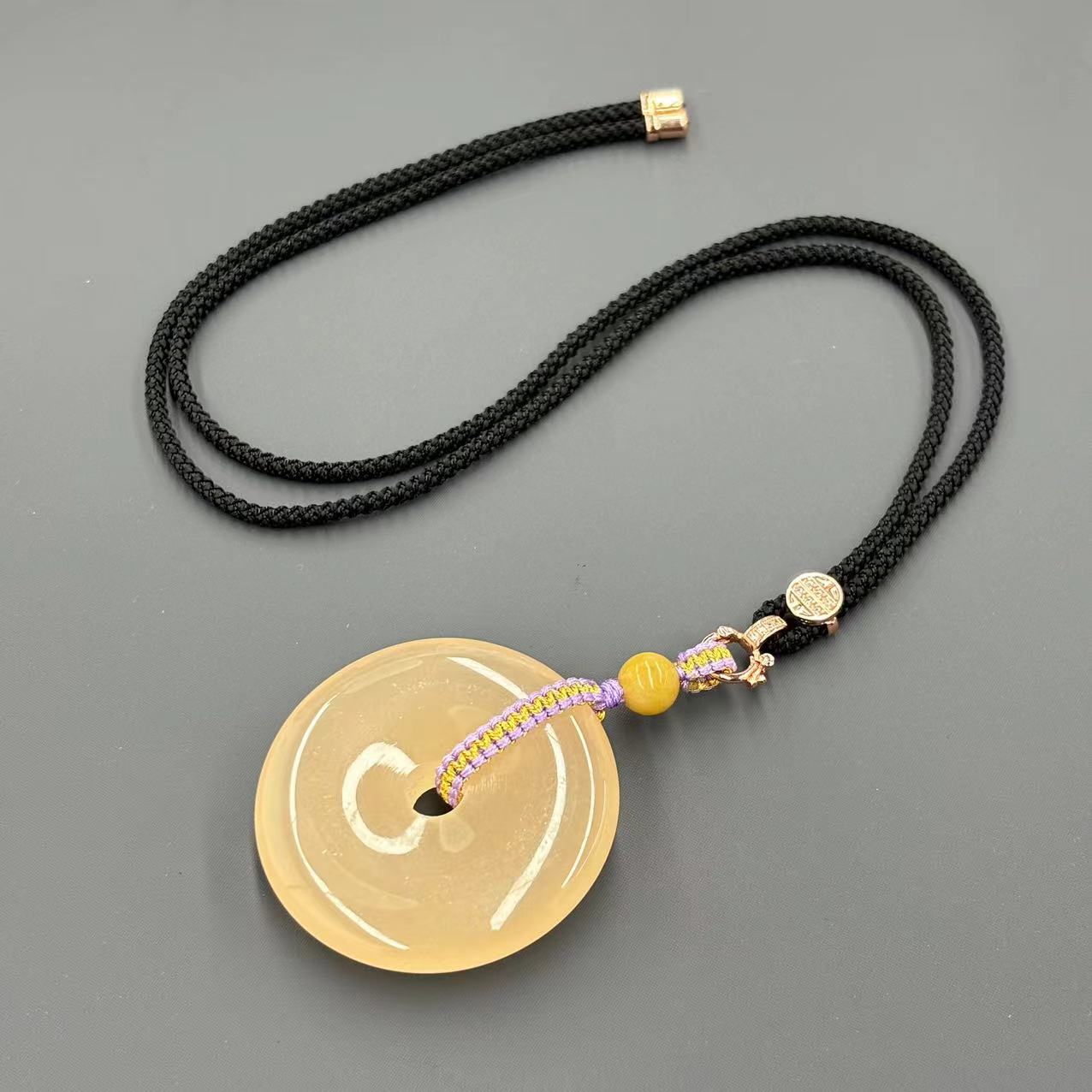 【符老板】y2472-国风款冰藕平安扣石英质玉吊坠-赠礼盒-赠高货绳