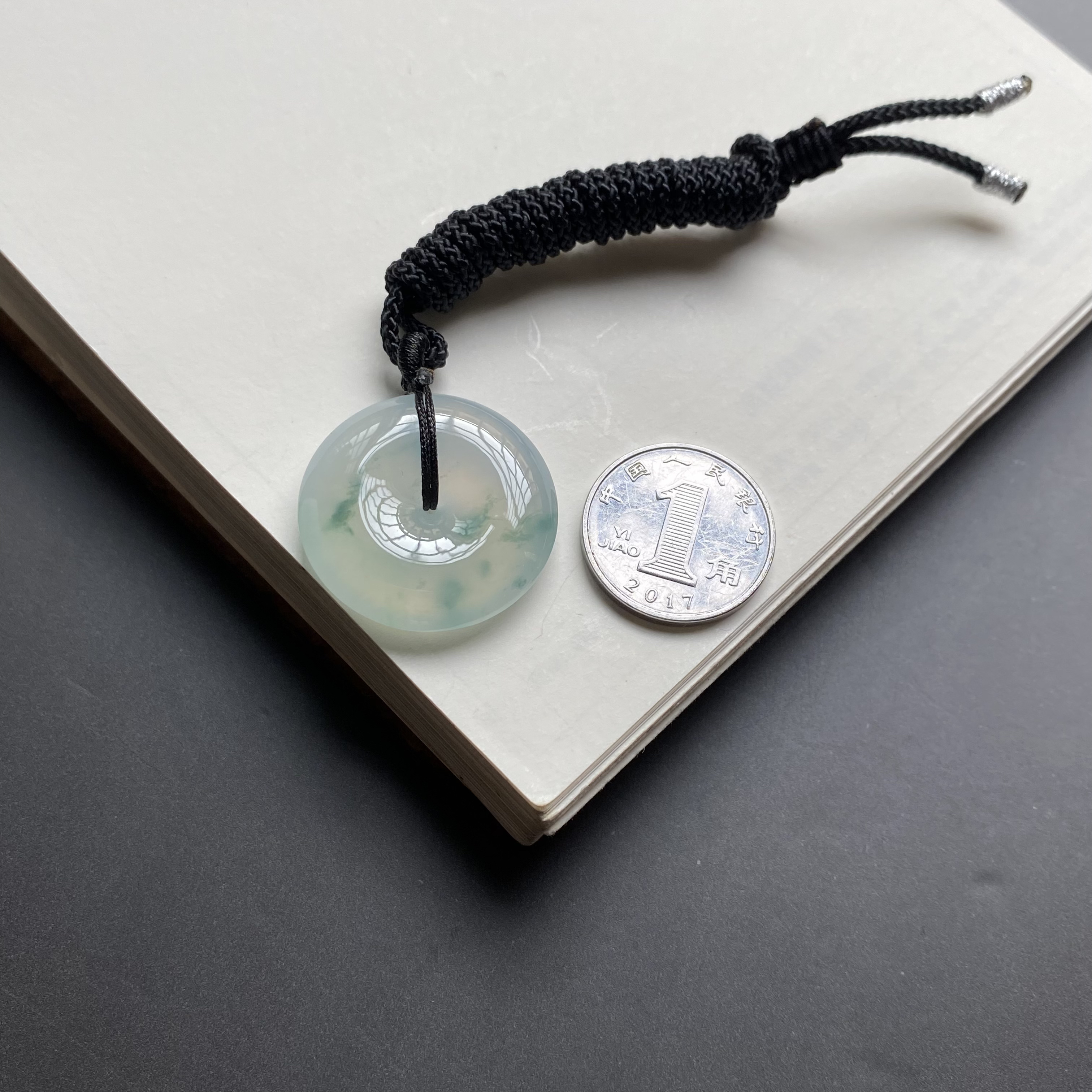 也木西翡翠成品冰润飘花平安扣djd0127卡24.6/5.9mm