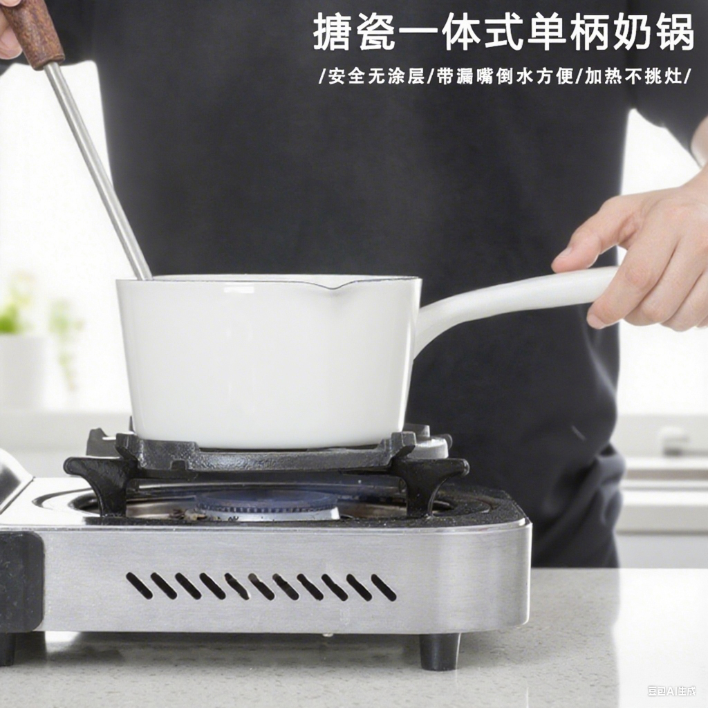 奶锅雪平锅煮泡面锅肥龙搪瓷珐琅宝宝辅食漏嘴单把柄电磁炉燃气用