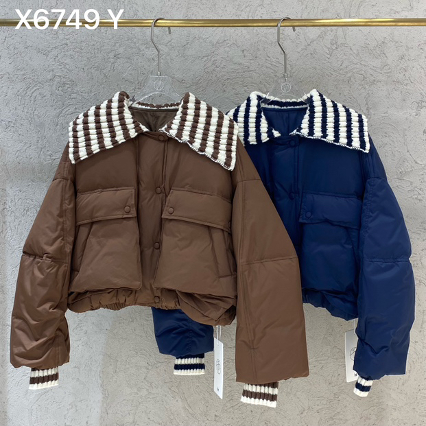 Ting家正品和➕冬季新款拼接显瘦羽绒服外套6749翻领撞色百搭时尚