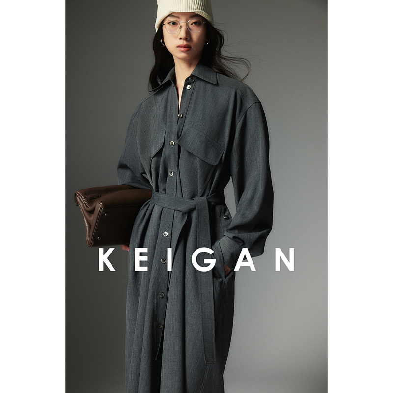 开间/懒人B入 澳洲美利奴羊毛竹纹多穿腰带清冷松弛感宽松衬衫裙