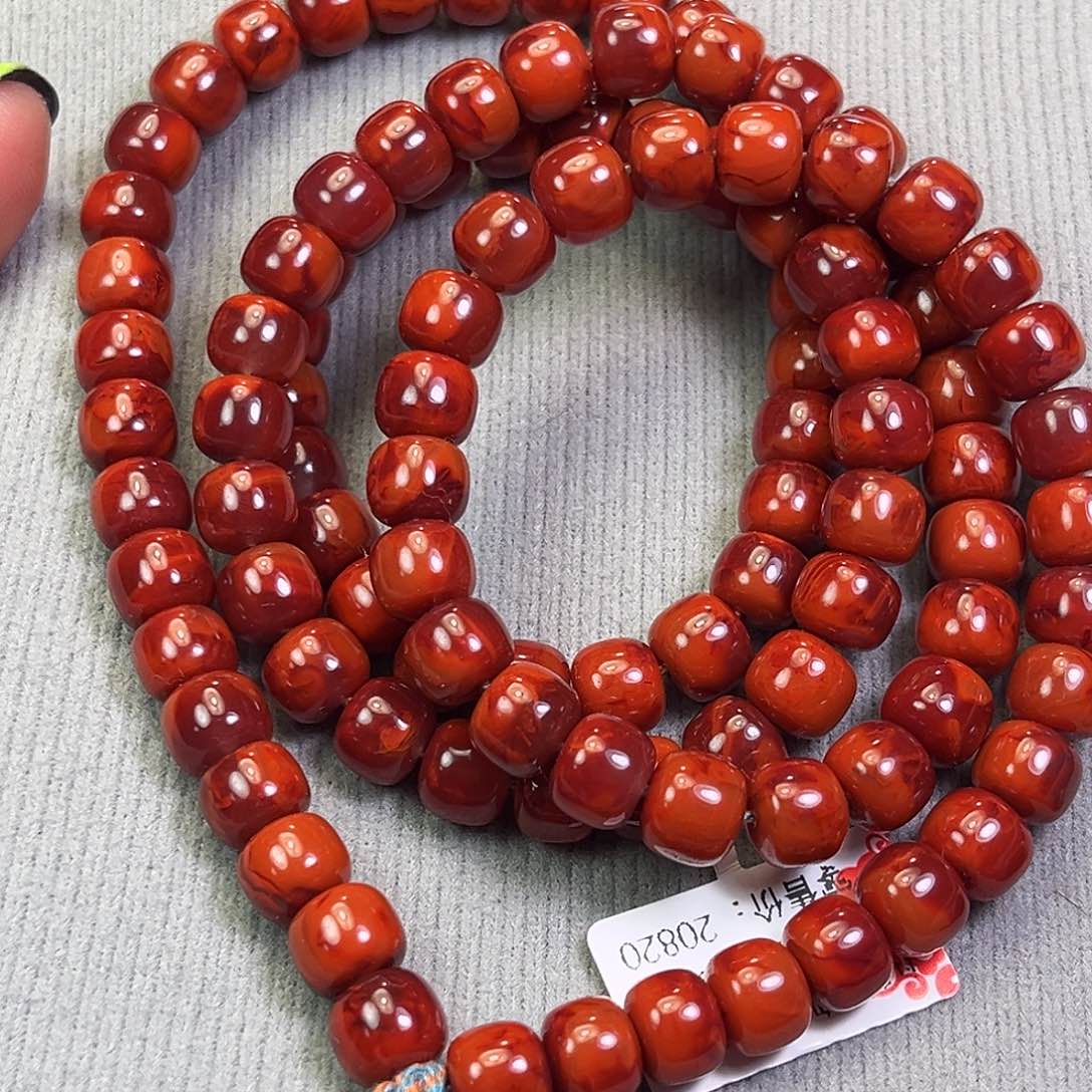 南红玛瑙原矿老型8mm佛珠未镶嵌