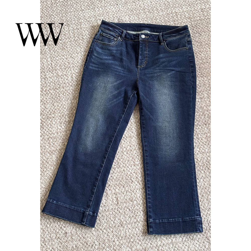 百搭加绒微弹塑身版型深蓝牛仔裤神裤显瘦休闲