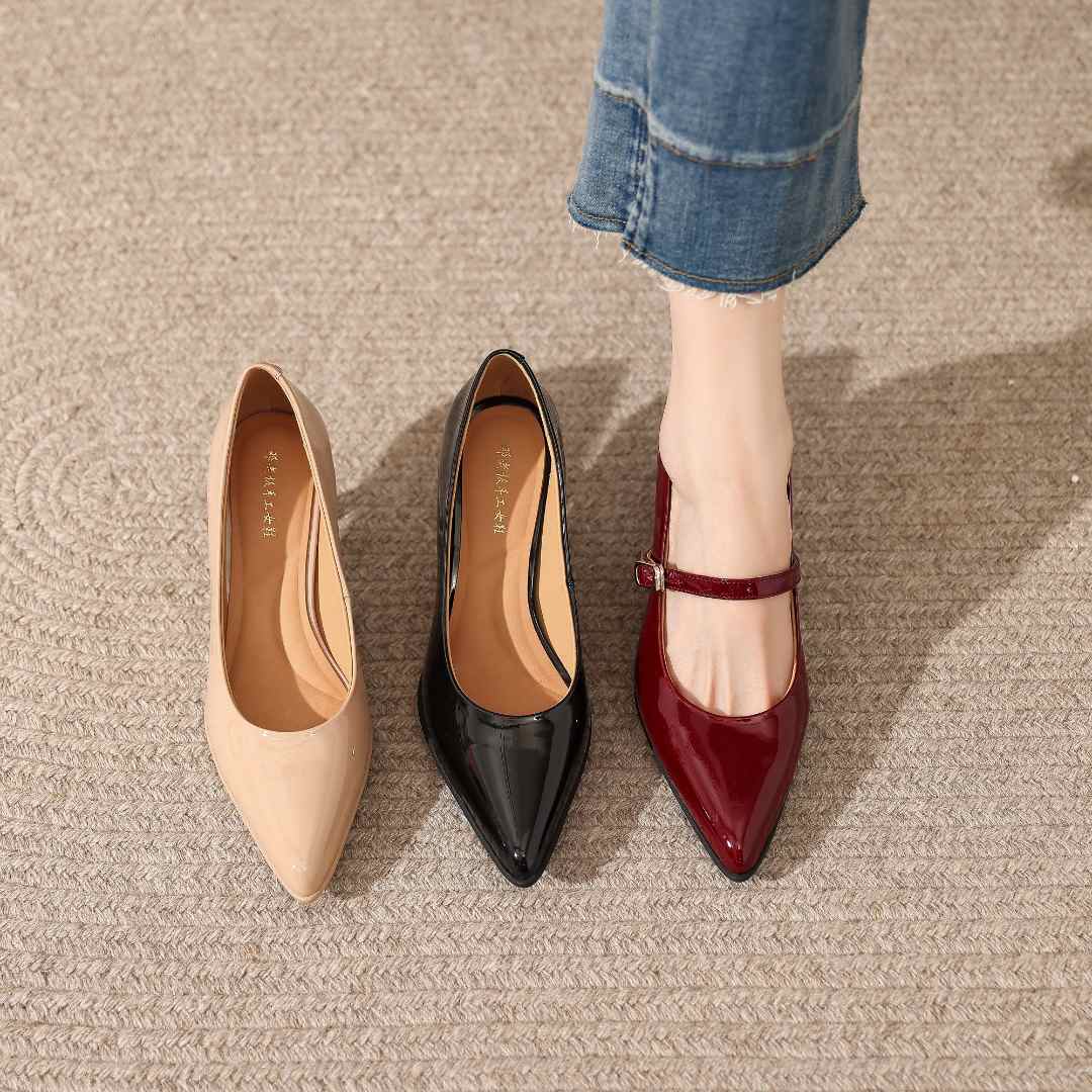 邓老板刘亦菲玫瑰故事春夏新款通勤尖头职业工作高跟鞋真皮鞋3311