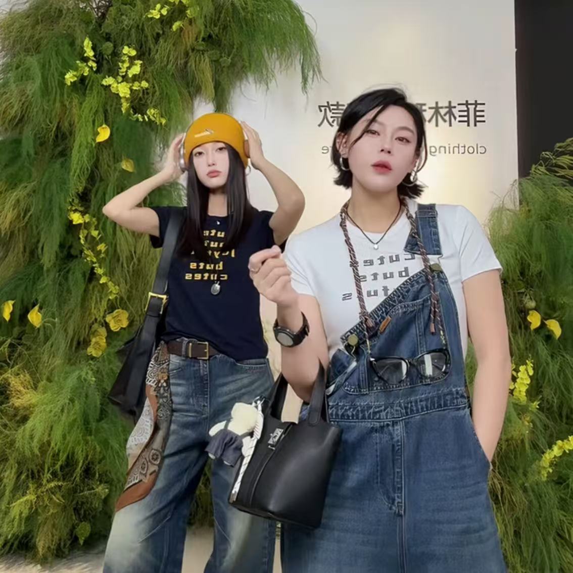 菲林家FL 8825【杂志社】 百搭撞色字母印花T恤