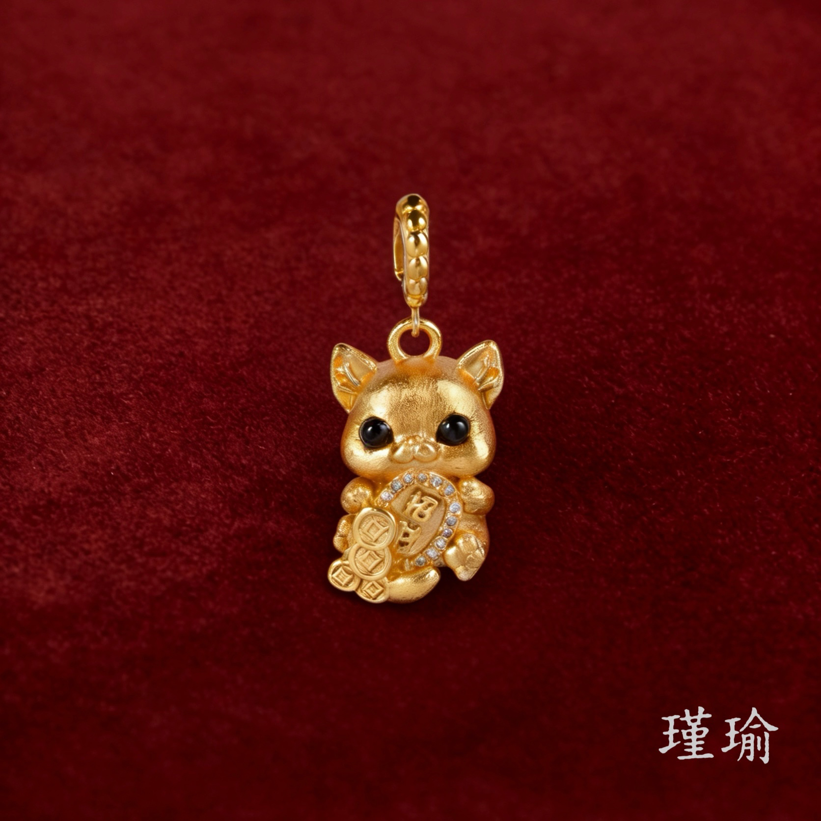 爆款N05188经典黄色拉丝小猫吊坠多样性发货49923