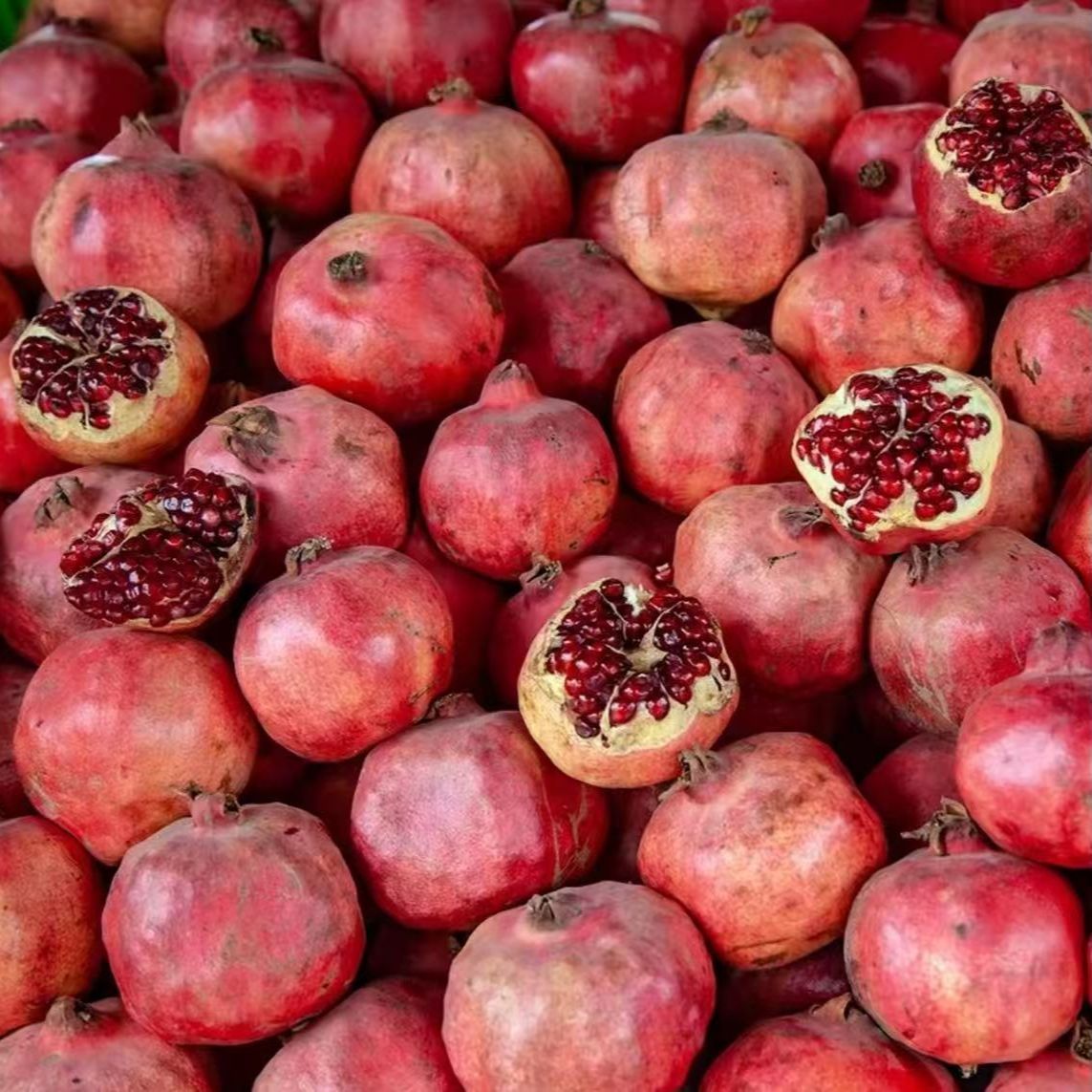 新疆和田皮亚曼石榴新鲜采摘树上鲜果爆甜多汁