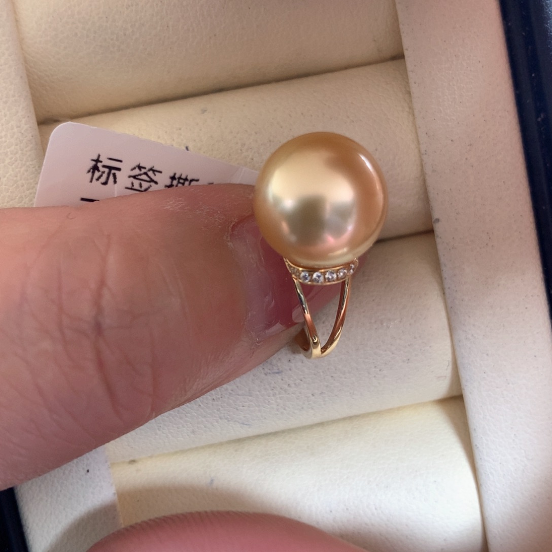 海水珍珠戒指18K金镶嵌