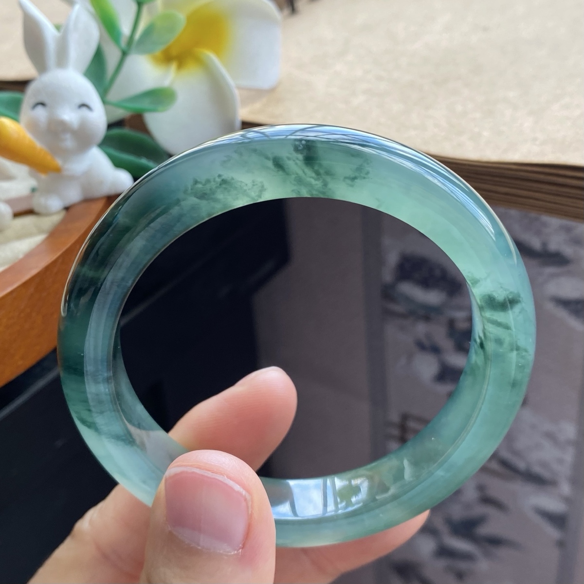 2.22批942号翡翠手镯55.4-11.5-8.7冰飘花种水镯！意境自天成！