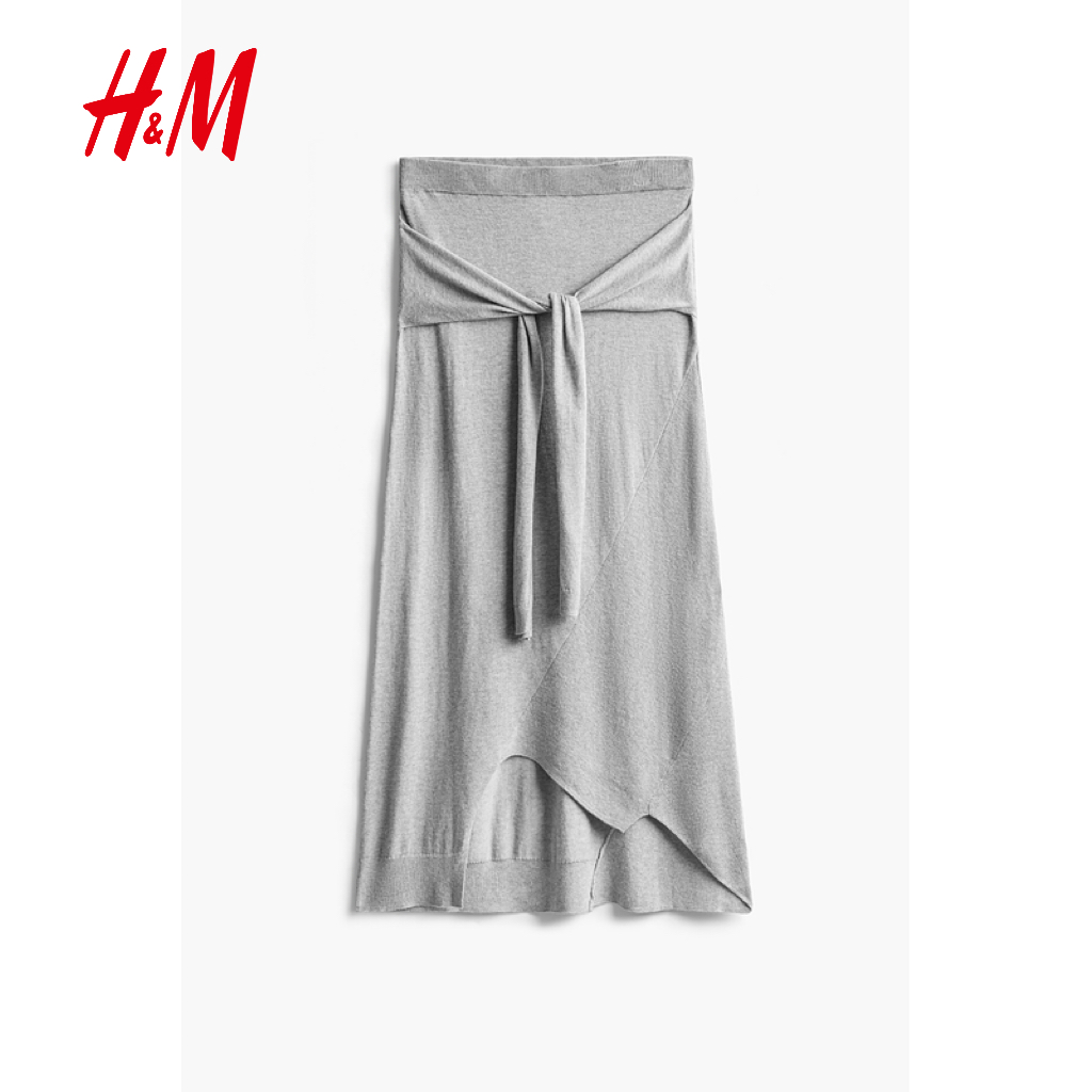 HM女装半身裙2025冬季新款宽松气质不对称式设计针织半裙1000043