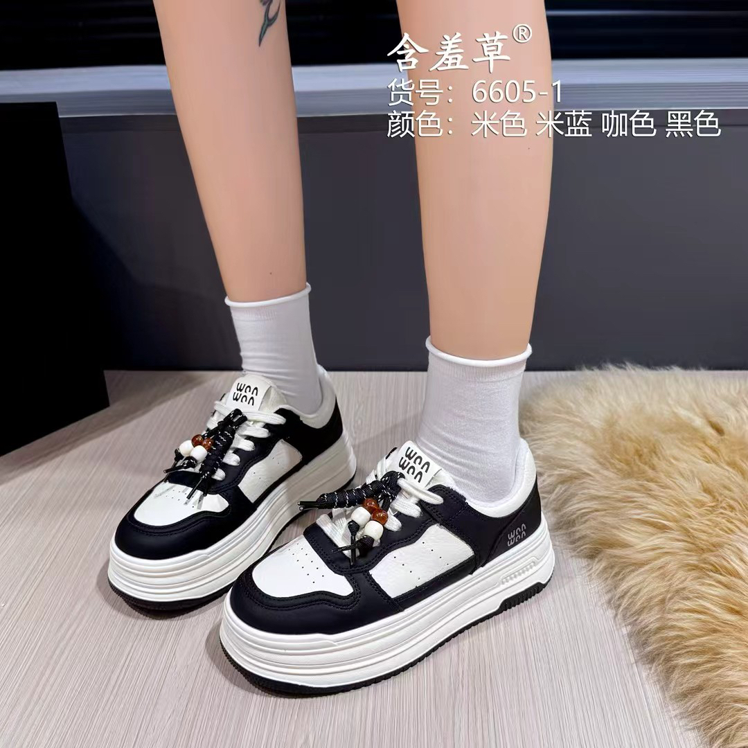 6605-1加绒厚底小白鞋女2025秋冬季新款女鞋子舒适休闲百搭板鞋