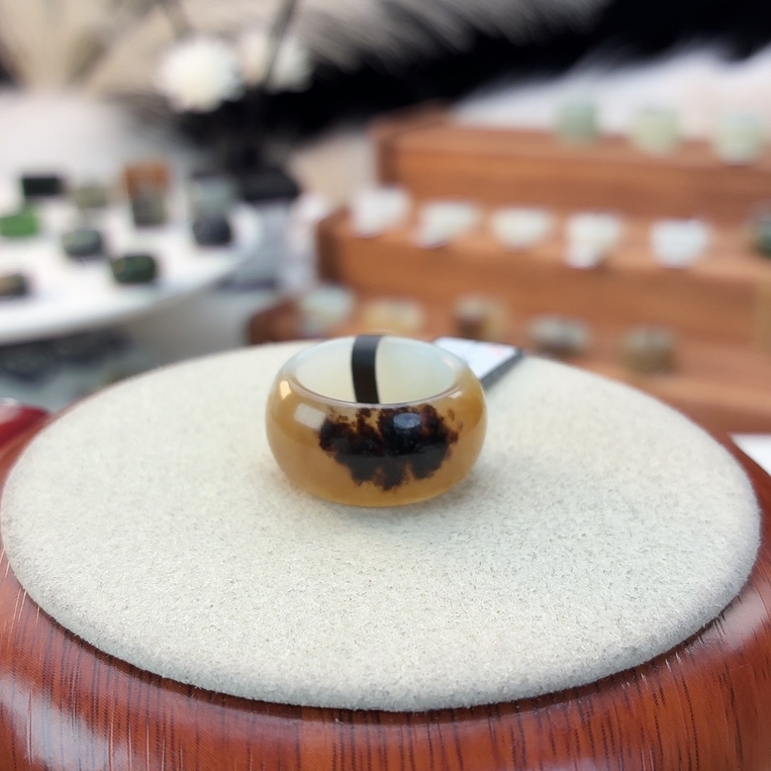 灰***布和田玉未镶嵌戒指i99一口糖轮胎15.9mm
