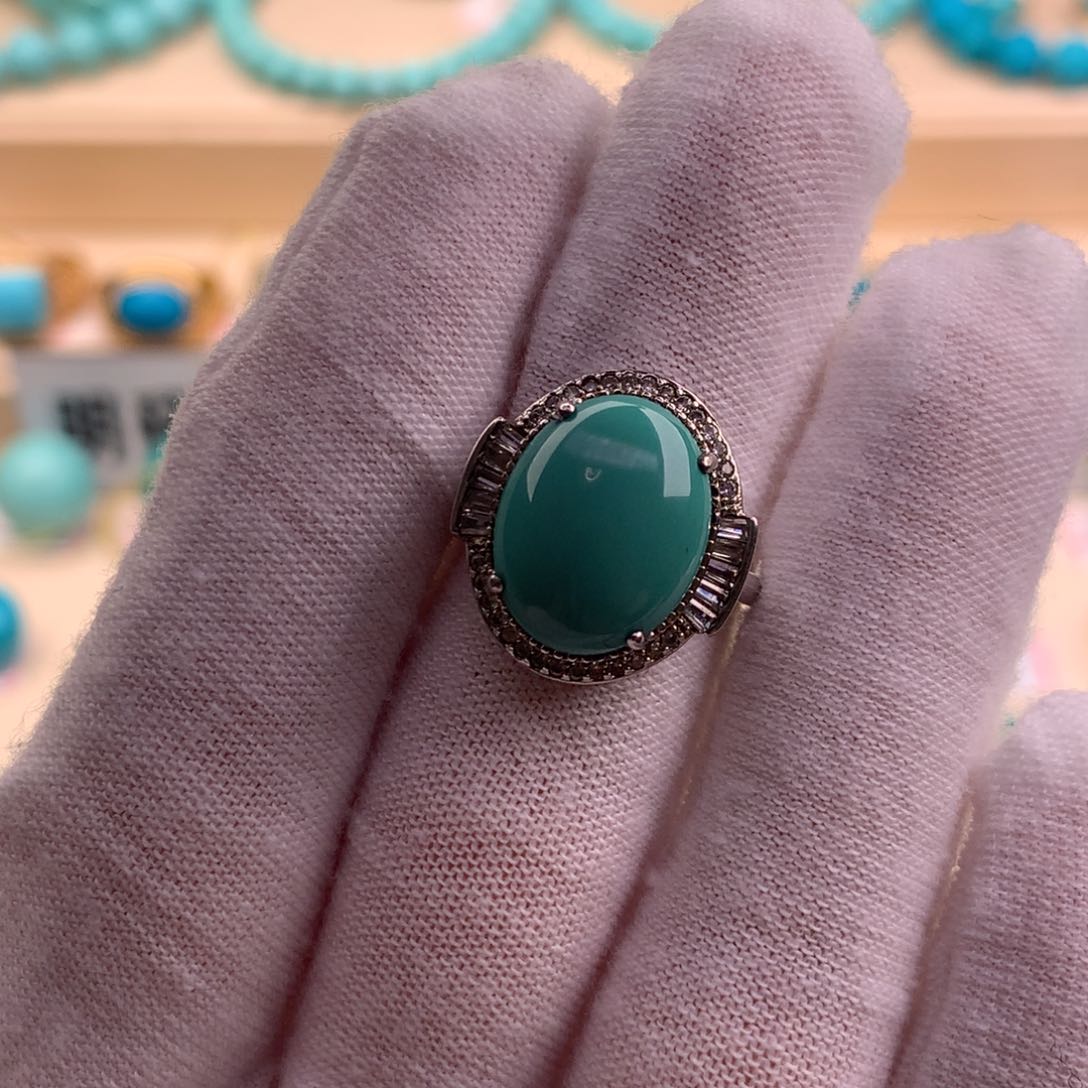 绿松石珠宝奇石银S925镶嵌