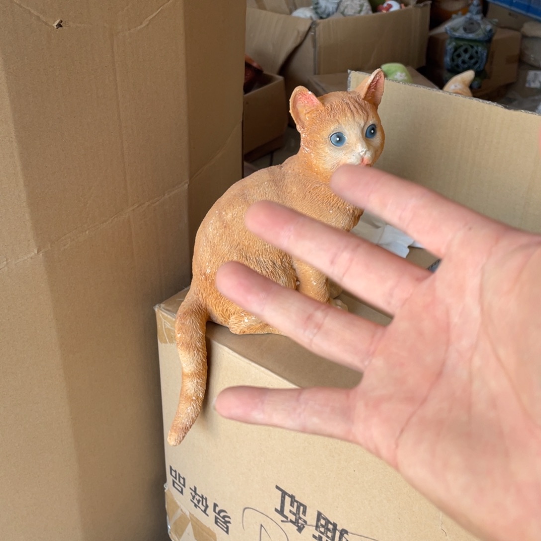 【闪购商品】树脂仿真橘色猫咪摆件