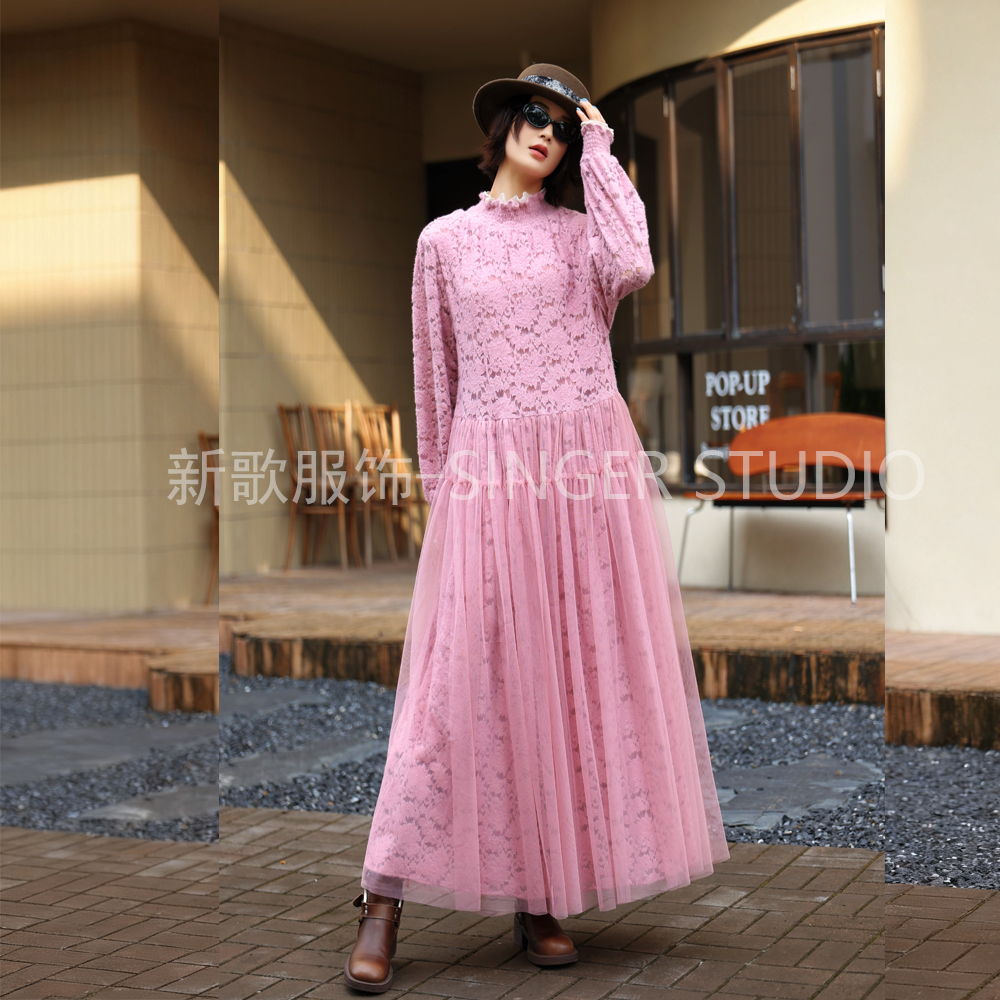 淑女风蕾丝时尚百搭洋气宽松秋冬女士连衣裙251D826