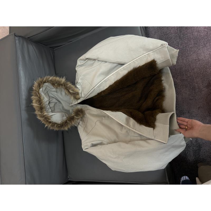 Z291 银狐可拆卸解构座山雕连帽外套男女秋冬水洗军帆布夹克棉服