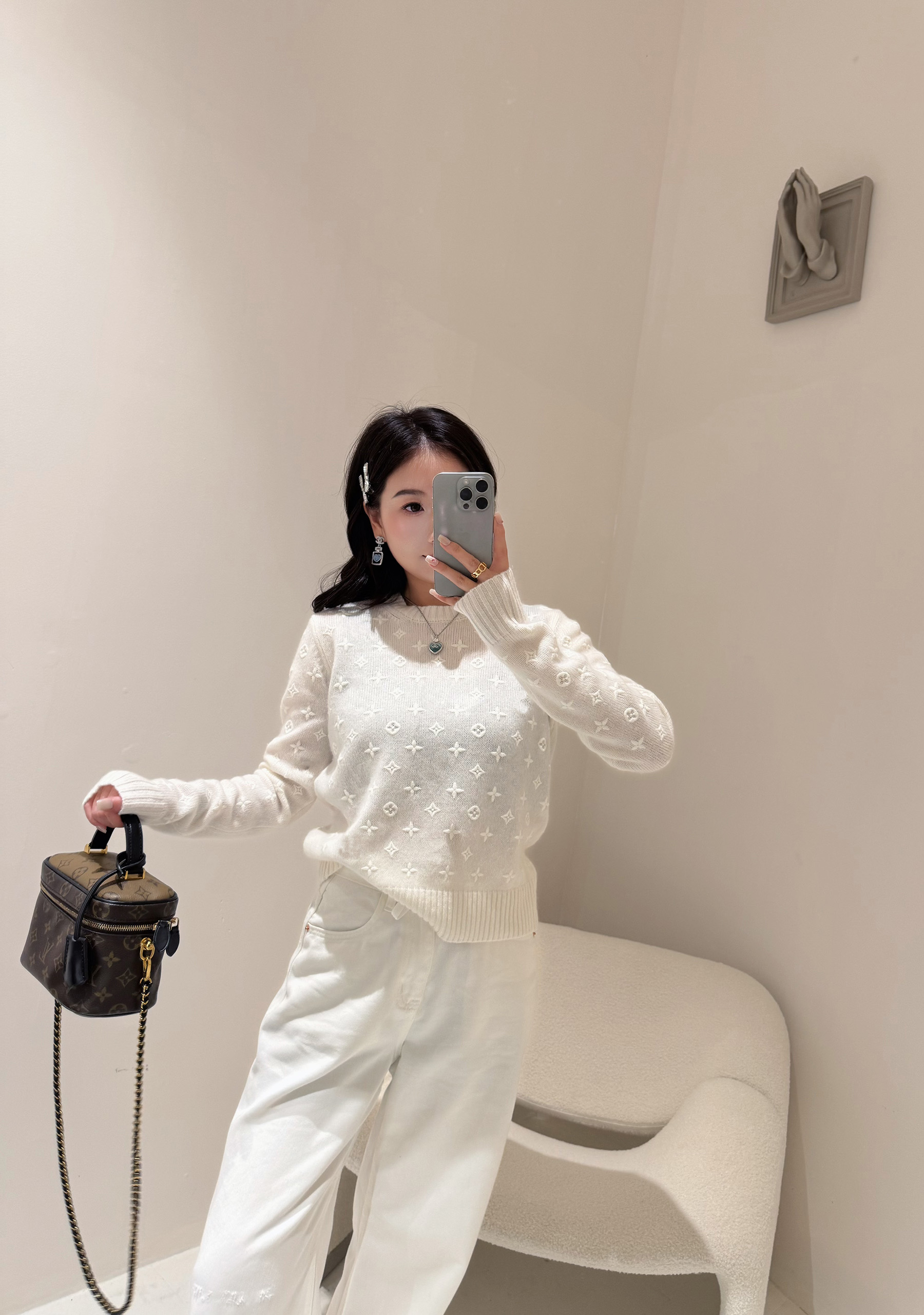 广奢顶坊25新款雪花羊绒套头网红气质毛衣（建议干洗）长袖针织