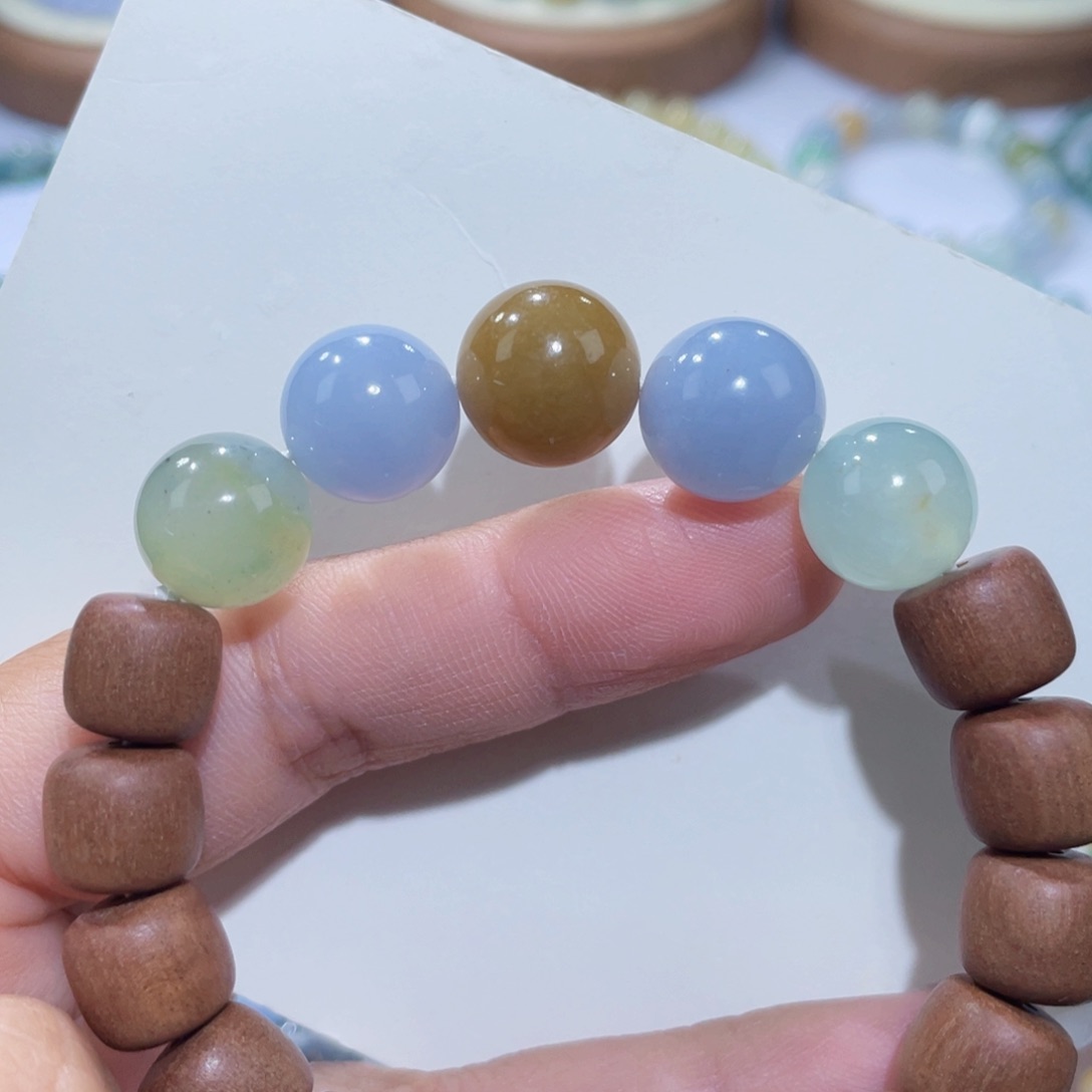 未镶嵌手链翡翠三彩半珠