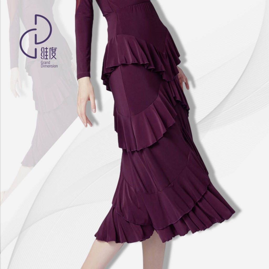 【维度舞服】Q03原创设计女士半身裙摩登舞衣拉丁舞练习服气质显瘦