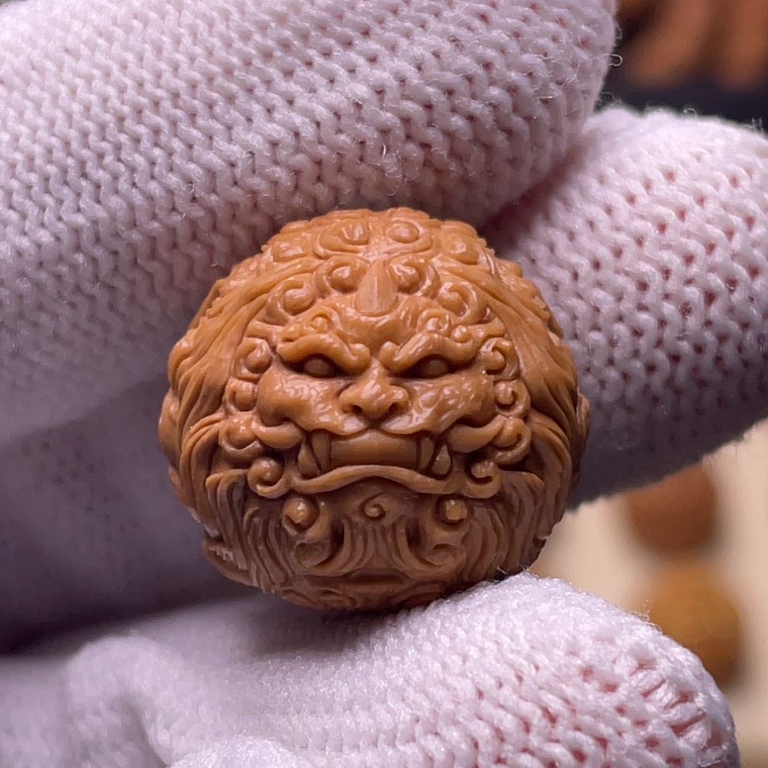 吊坠猴头核桃精工双面唐狮18.5