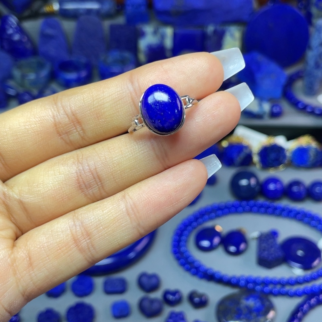 青金石银S925镶嵌戒指（可调节）